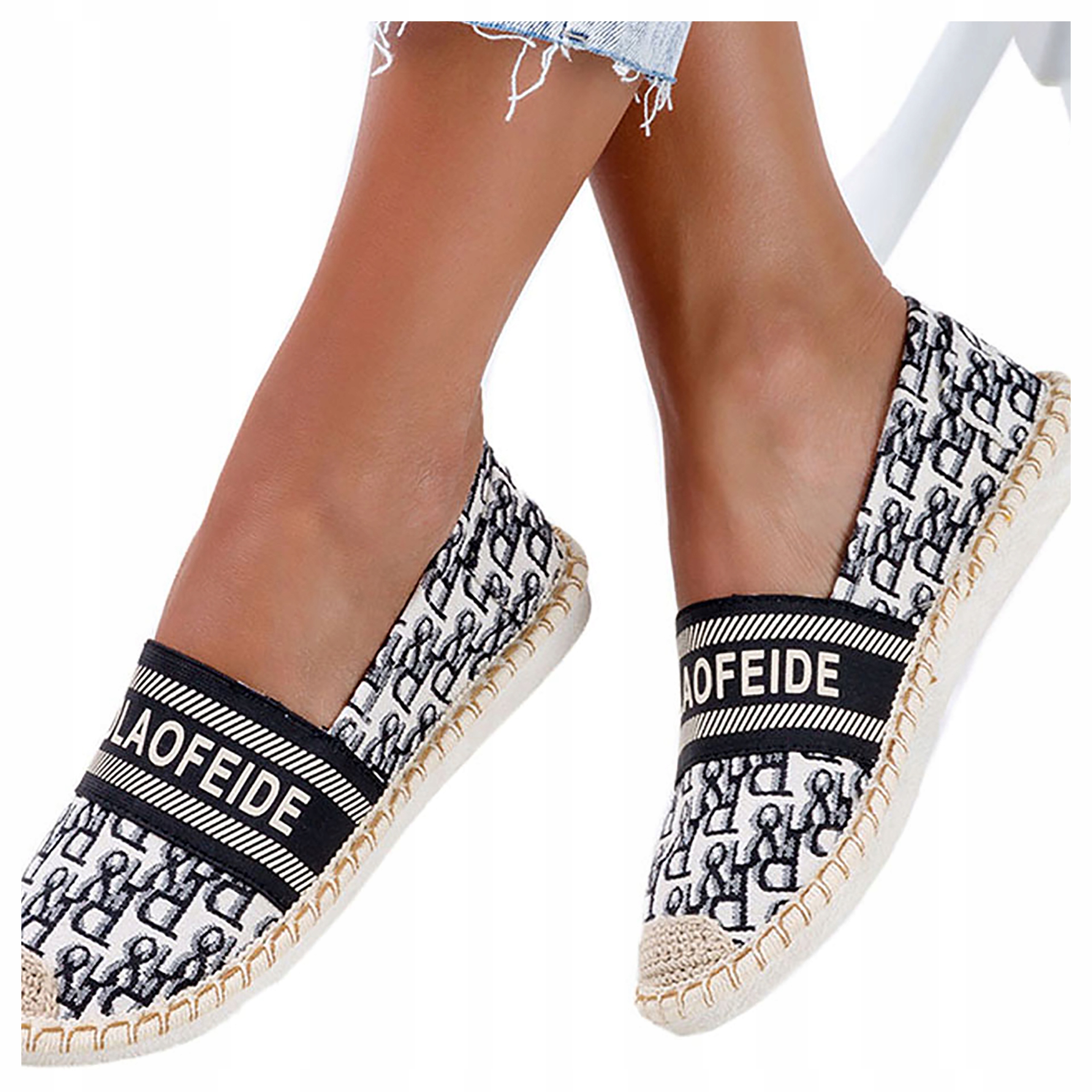 ESPADRYLE SLIP ON DAMSKIE Z NAPISAMI PLECIONE r 37