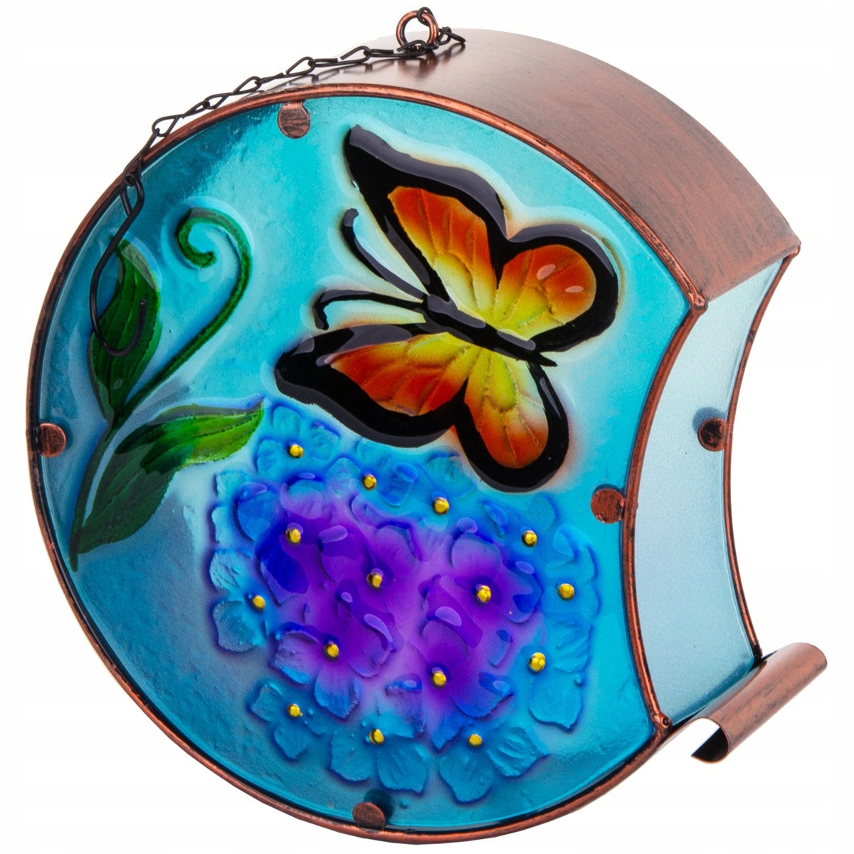 

Lampion Szklany Metalowy Wiszący Motyl Dekoracja