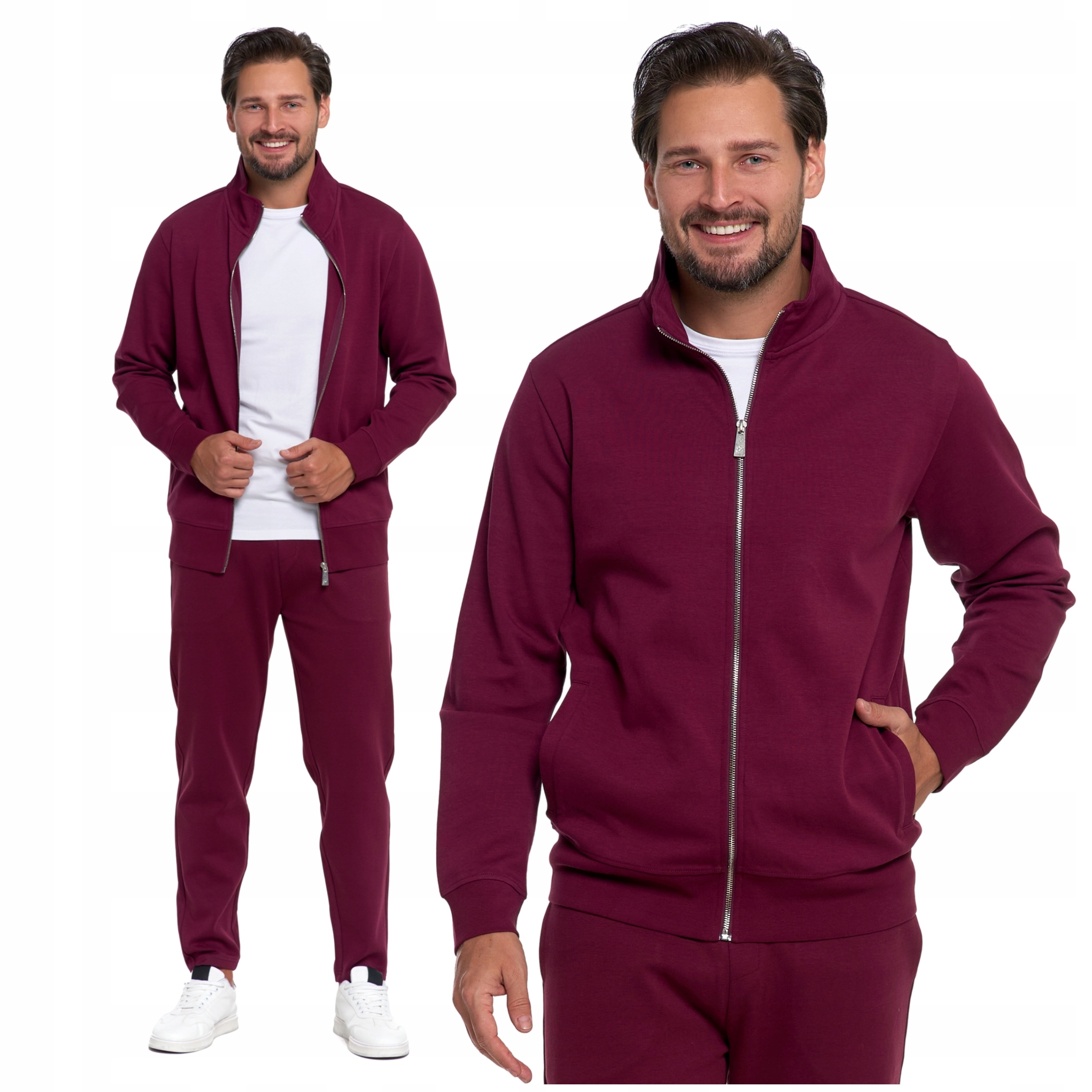 Pánská Mikina , Na zip, se stojáčkem Hladká, S kapsami Moraj L