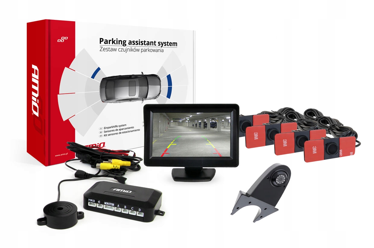 Sada parkovacích senzorov TFT01 4,3" s kamerou HD-502-IR, 4 senzory, čierna