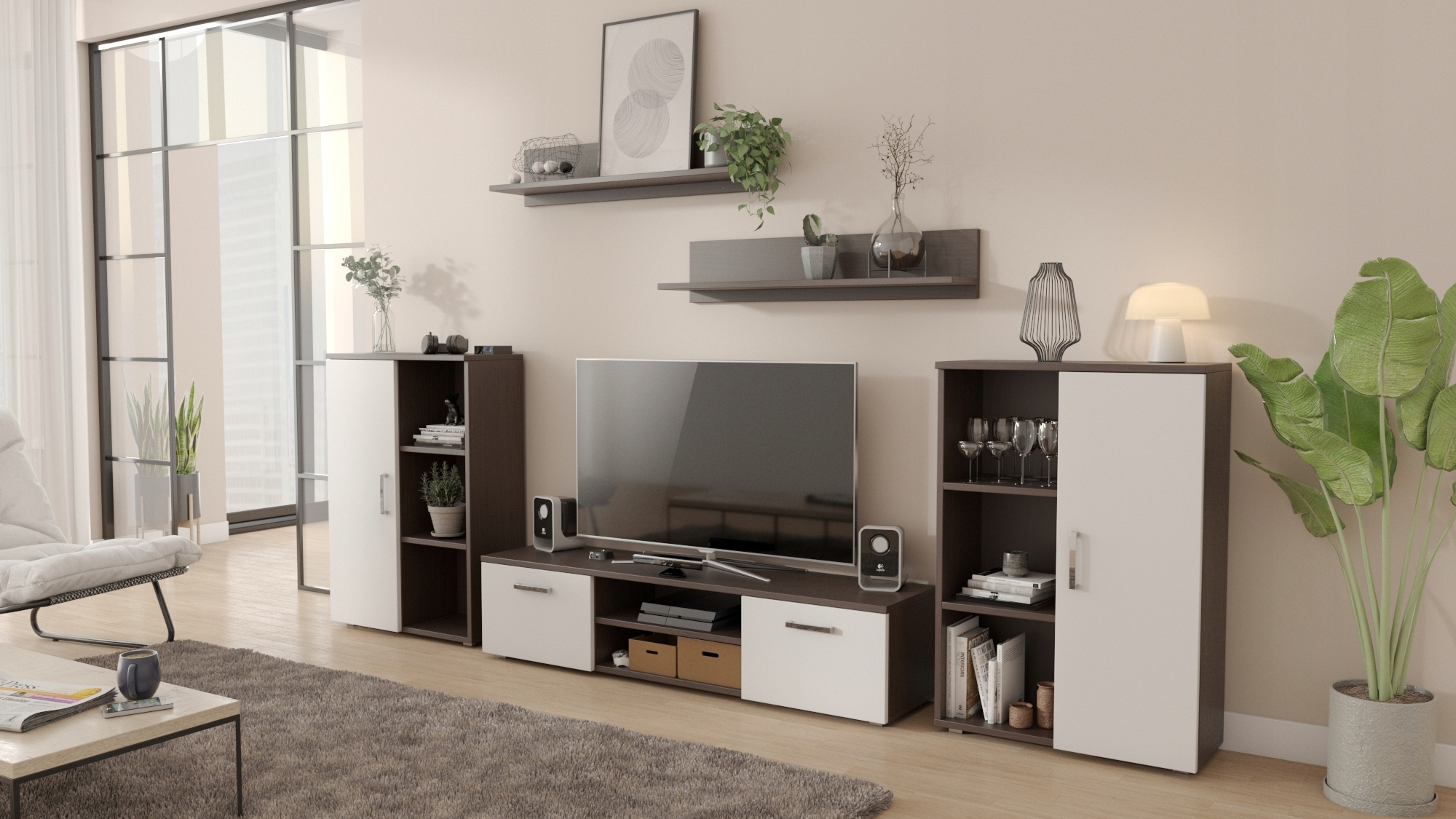 Obývacia Stena Herkules wenge-biela Rtv komoda Per