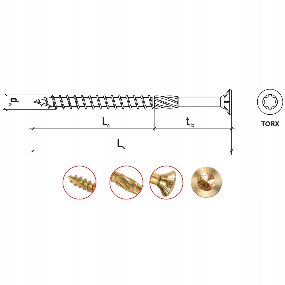 Wkręt do drewna SCH 4,5 x 80mm (250szt.) Producent Wkręt-Met