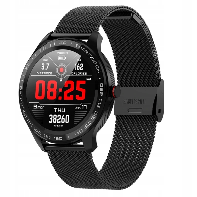 SMARTWATCH MĘSKI ZEGAREK PULS CIŚNIENIE PRESTIGE Materiał paska skóra ekologiczna