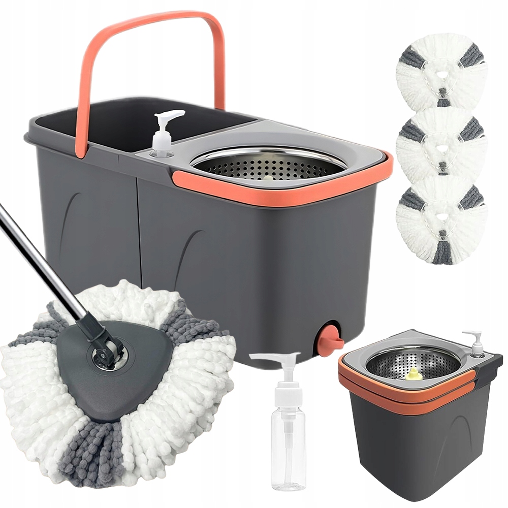 Levně Rotační Mop 360° S Dvoukomorovým Dělitelným Kbelíkem 2V1 Sada