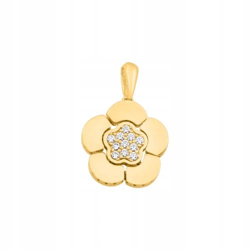 Zlatý Přívěsek Pro Ženu 585, květina s pohyblivými okvětními lístky a zirkony
