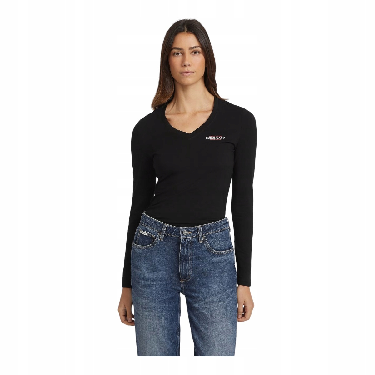 Guess Dámské Tričko S Dlouhým Rukávem Gj Ls Vn Slim Mini A Černá r.XS