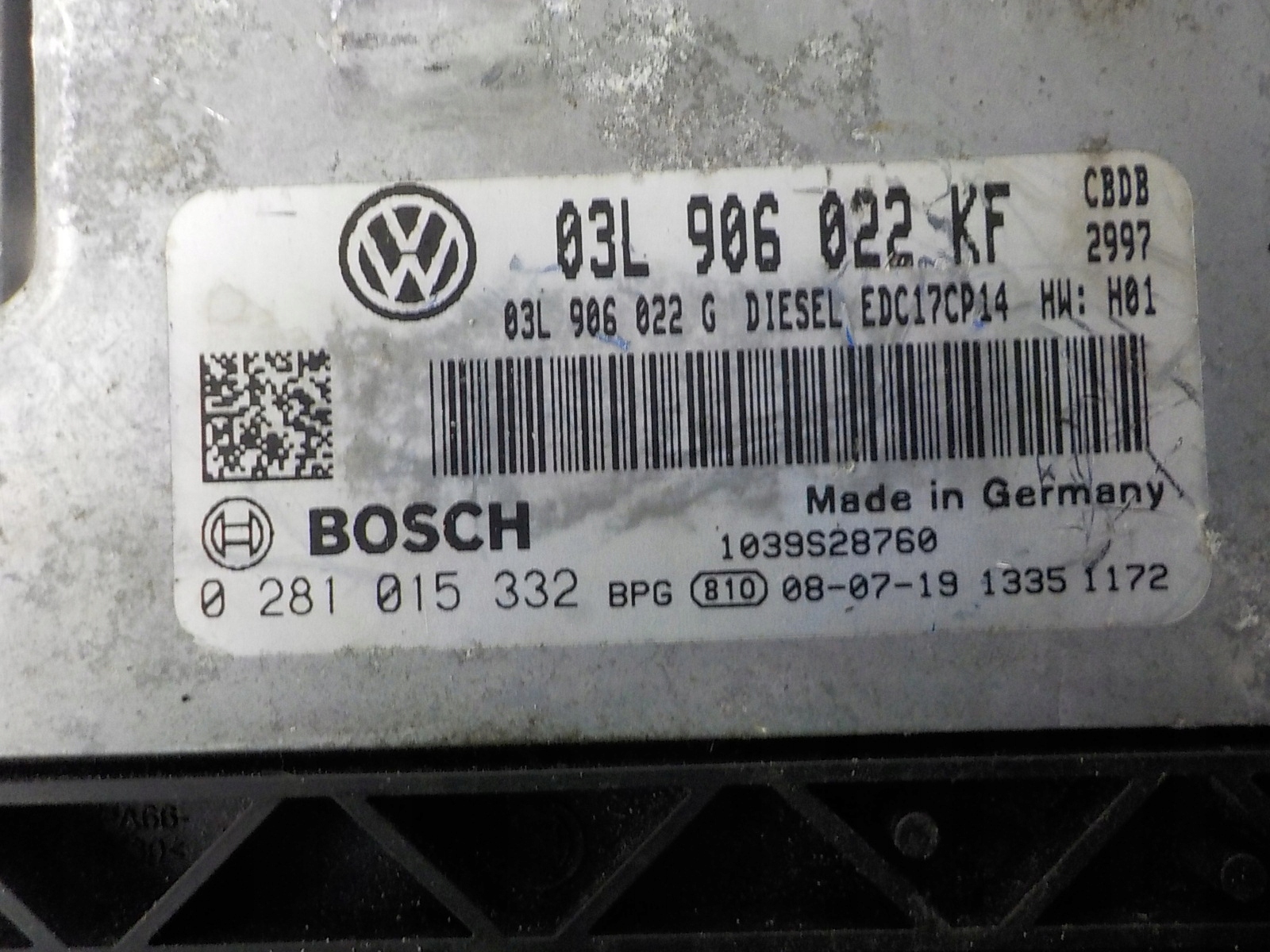 VW computer control unit 03L906022KF 0281015332