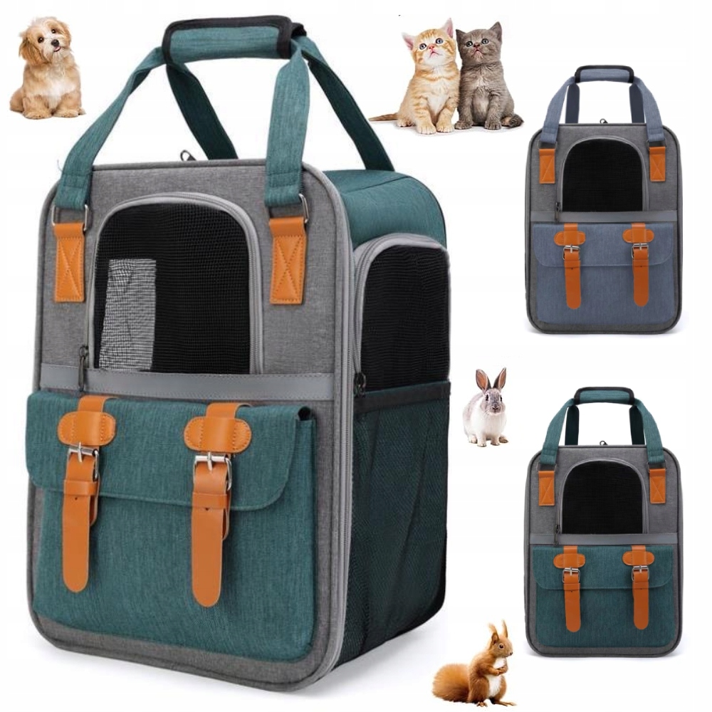 Levně Transportní Batoh Pro Kočku A Psa S Prodyšnými Kapsami Zelený