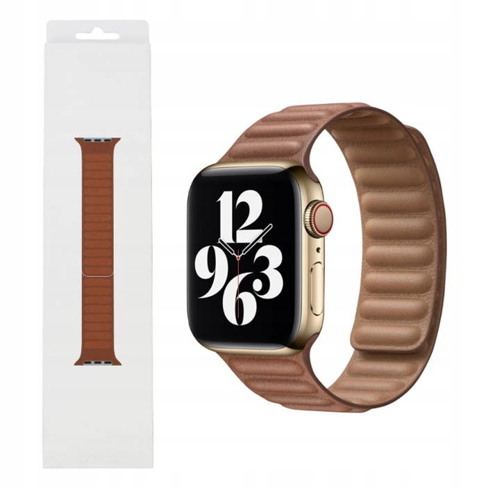 Řemínek Leather Link L Apple Watch 38 40 41 MM Saddle Brown Originální