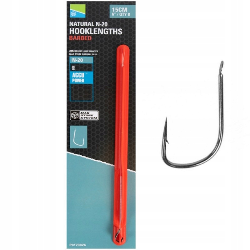 Haczyki Z Przyponem Preston Natural N-20 6'' 15cm Nr 18 0.10mm Mag Store 8x
