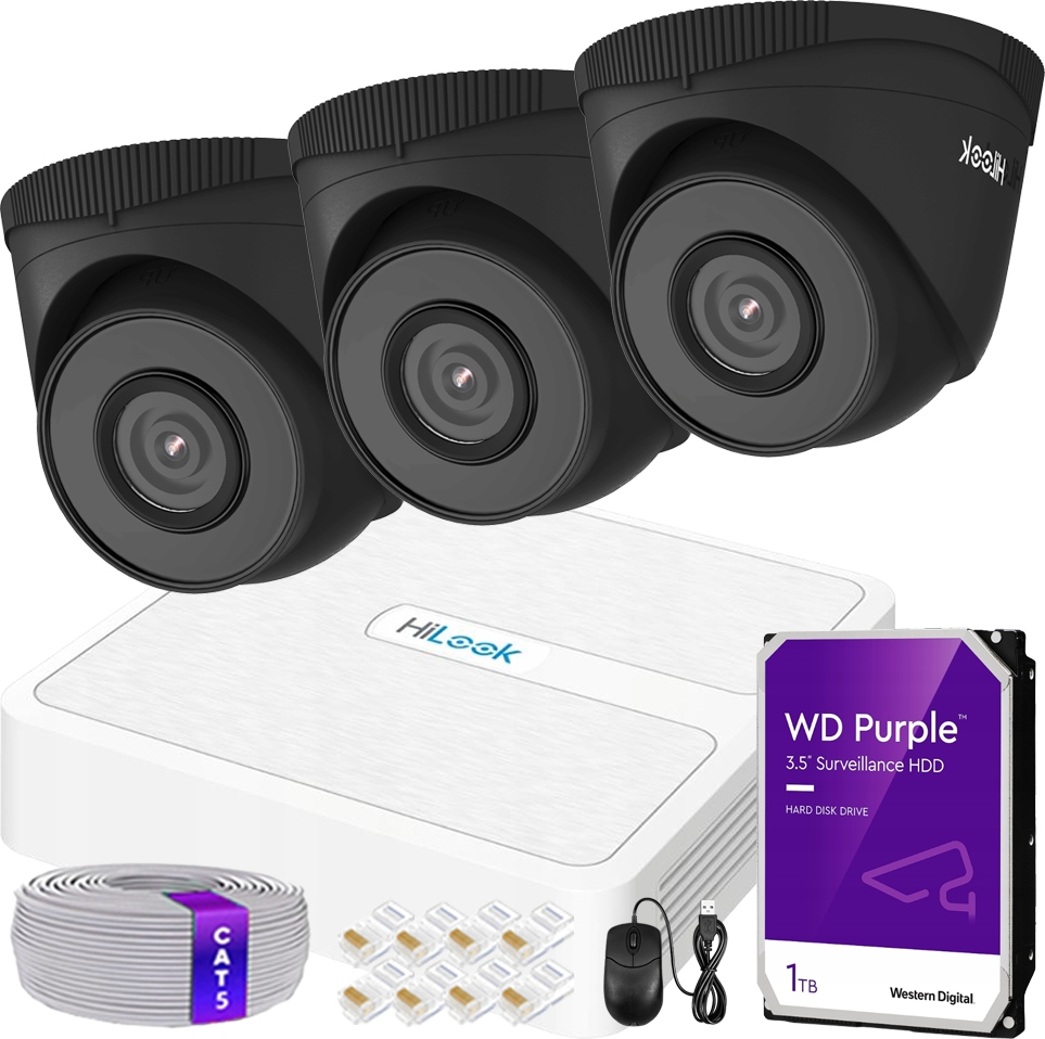 Sada na monitorovanie Ip 3x 5Mpx kamera Hilook By Hikvision Rekordér 4CH