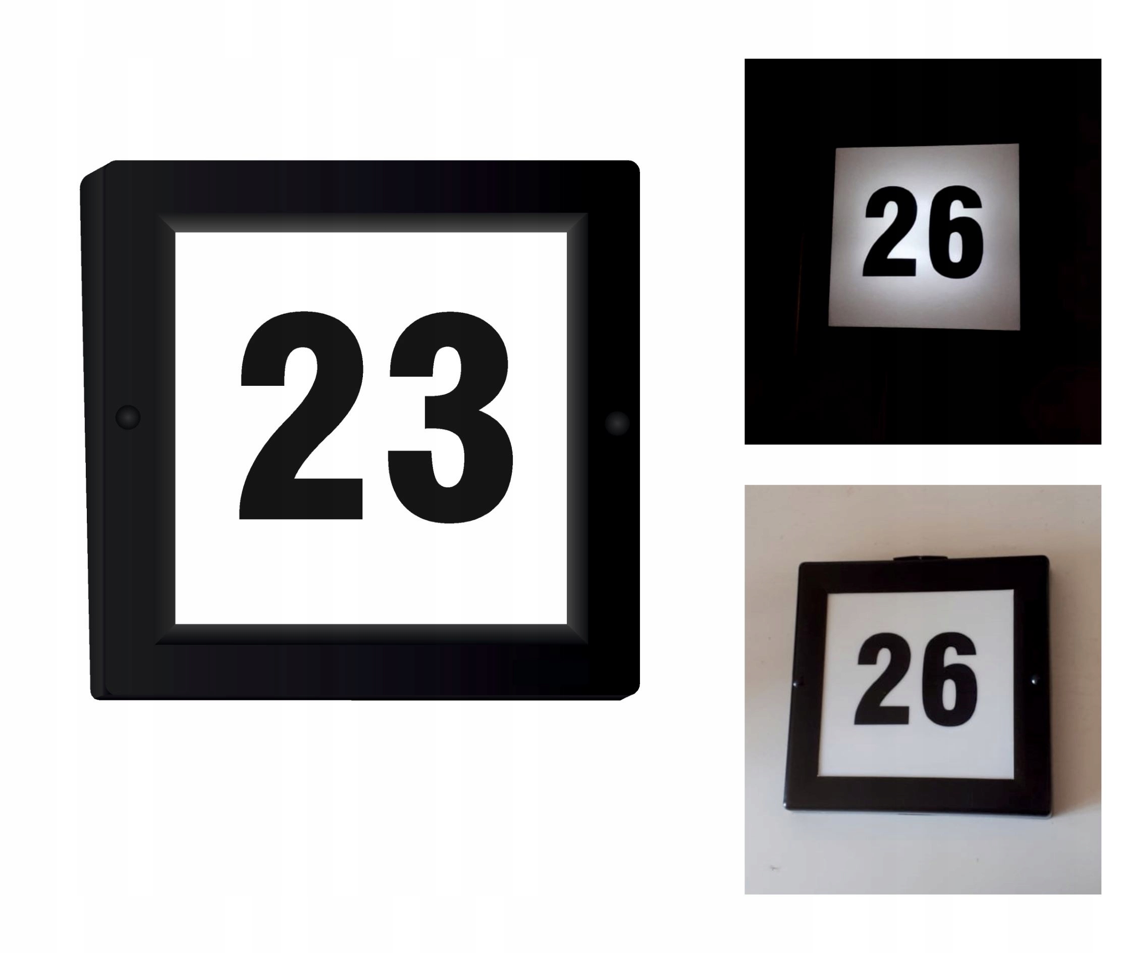 Solarny numer domu LED tablica adresowa 23x23cm