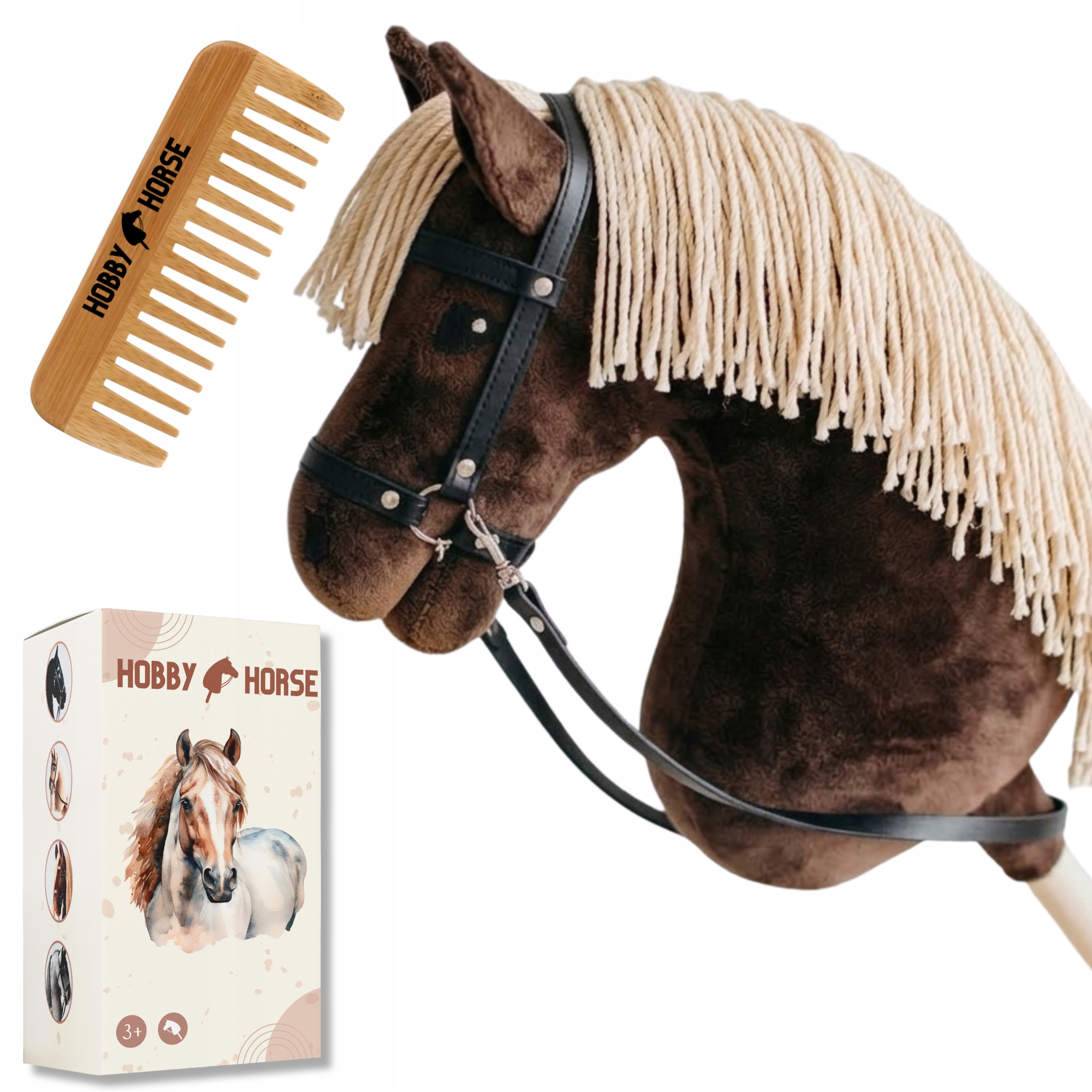 Hobby Horse Koń Na Kiju A3 Konik Z Grzywą Głowa Konia Grzebień Pudełko