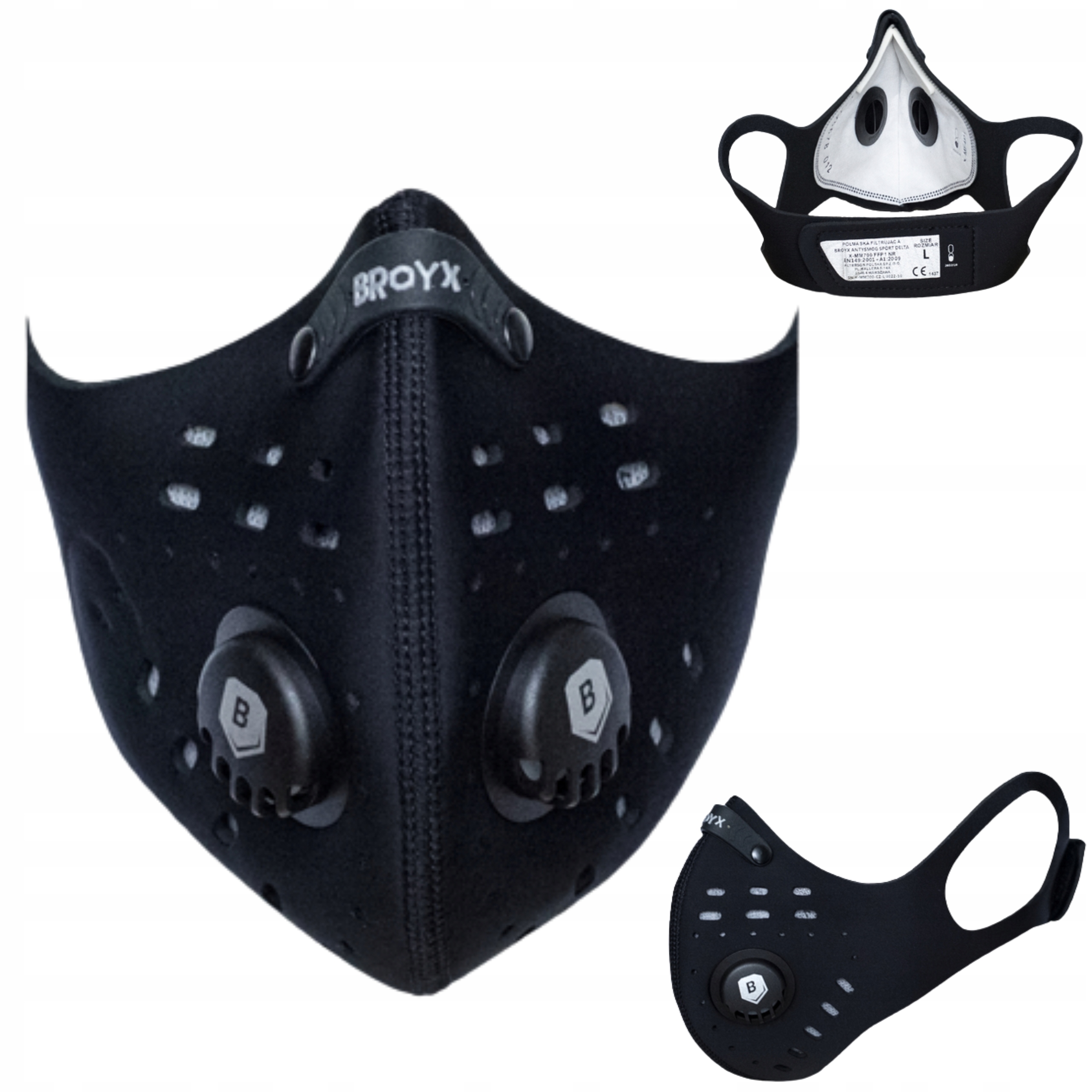 Maska antysmogowa i antyalergiczna Broyx czarna sport Delta rozmiar M