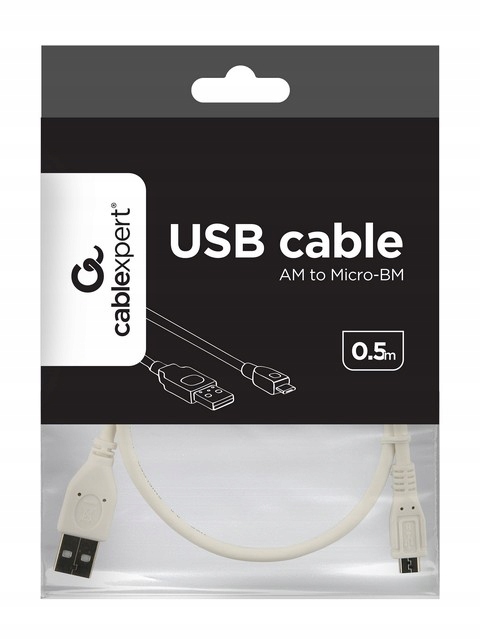 Krótki kabel micro USB do ładowania telefonu 50 cm Złącza USB - microUSB typ B