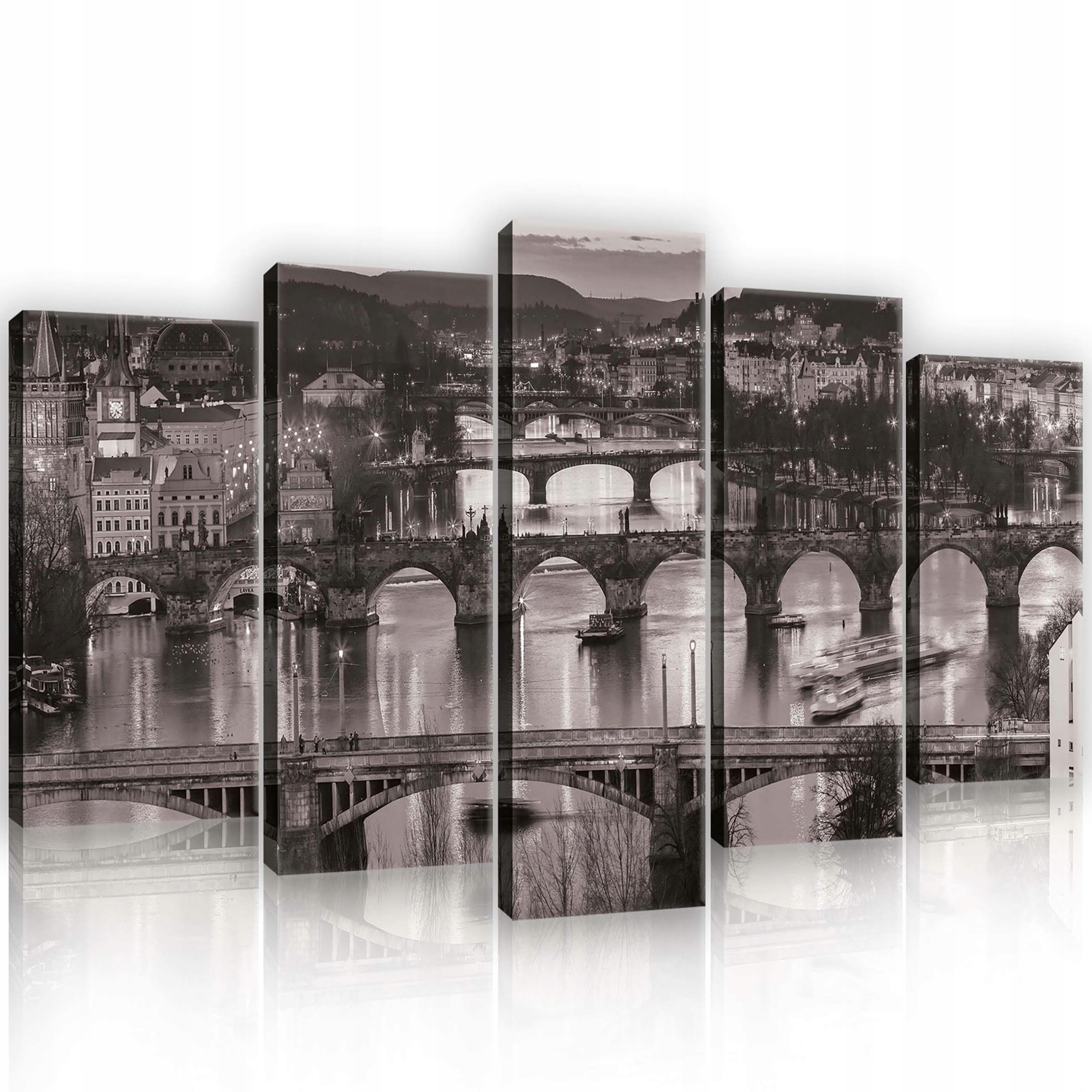 Obraz 100x60 Praha Karlův most noc město Vltava krajina architektura