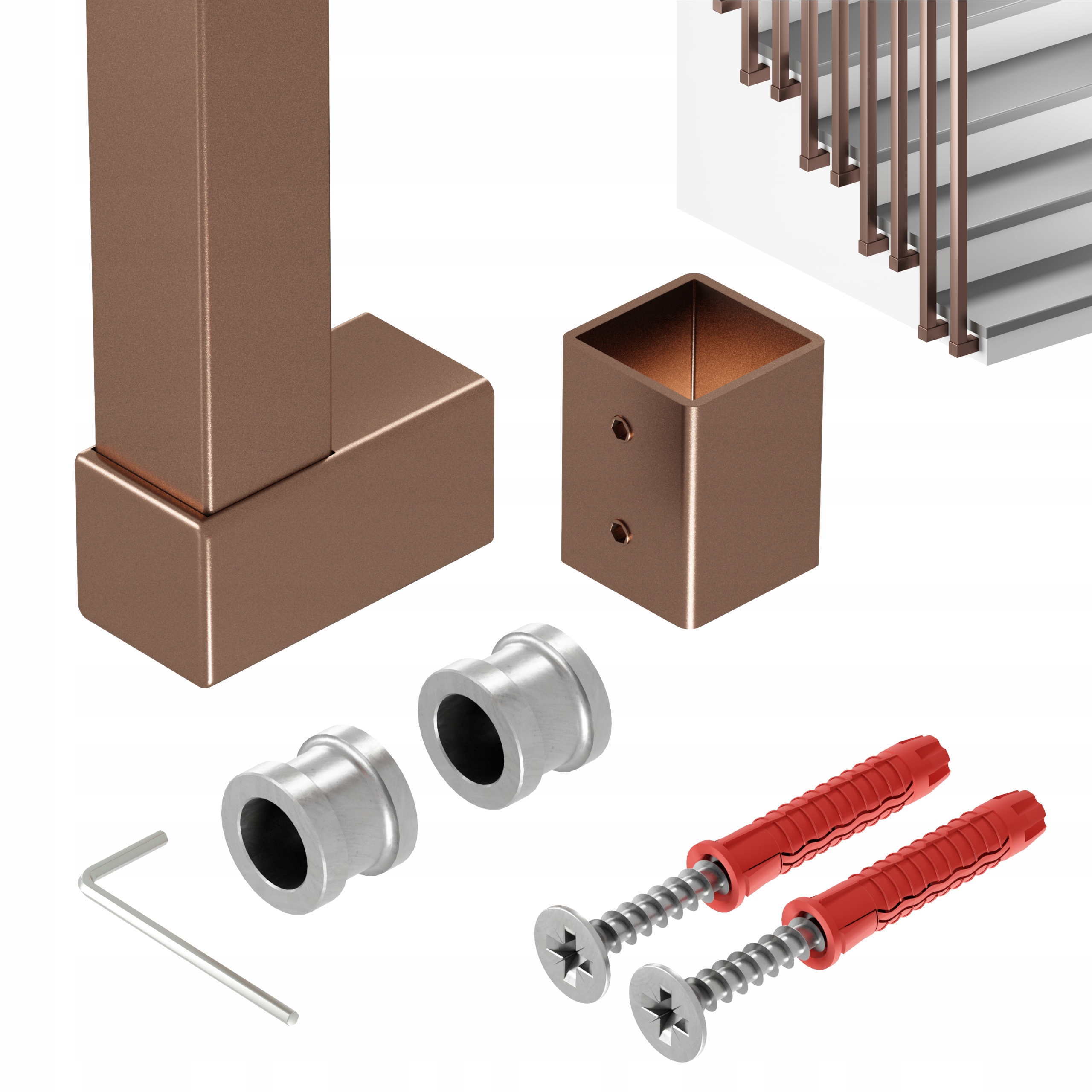 Balustrada Na Schody Barierka Sloupek Měď 25x25 mm 400 cm Harfa Soho