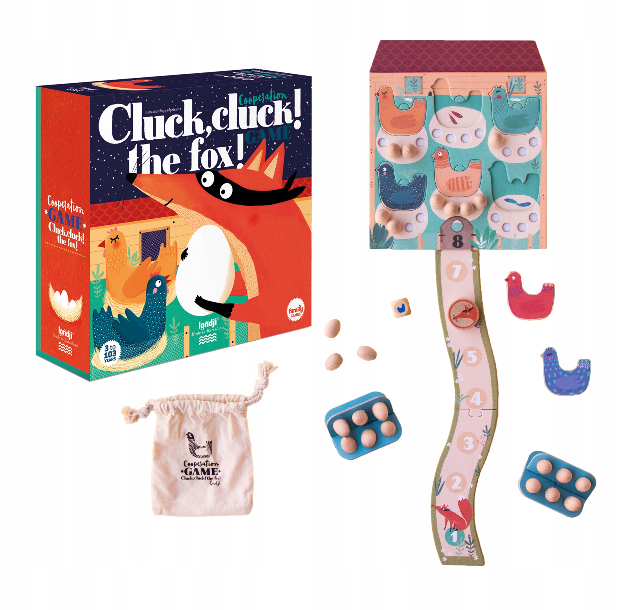 Londji Gra Puk Puk, tu lisek! Cluck Cluck Fox kooperacyjna gra dla dzieci