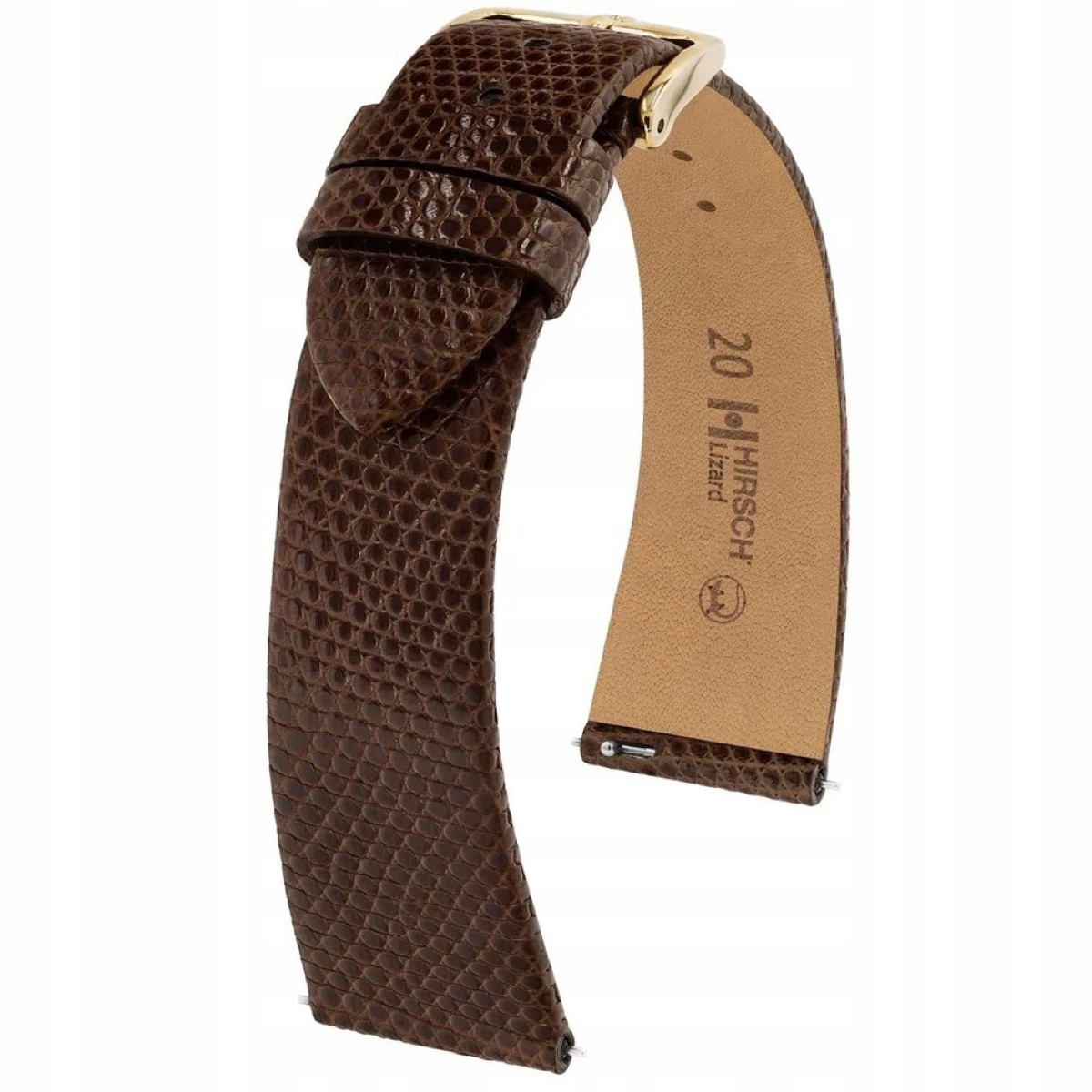 Hnědý kožený opasek z ještěrky 10 mm Hirsch Lizard 01866110-1-10
