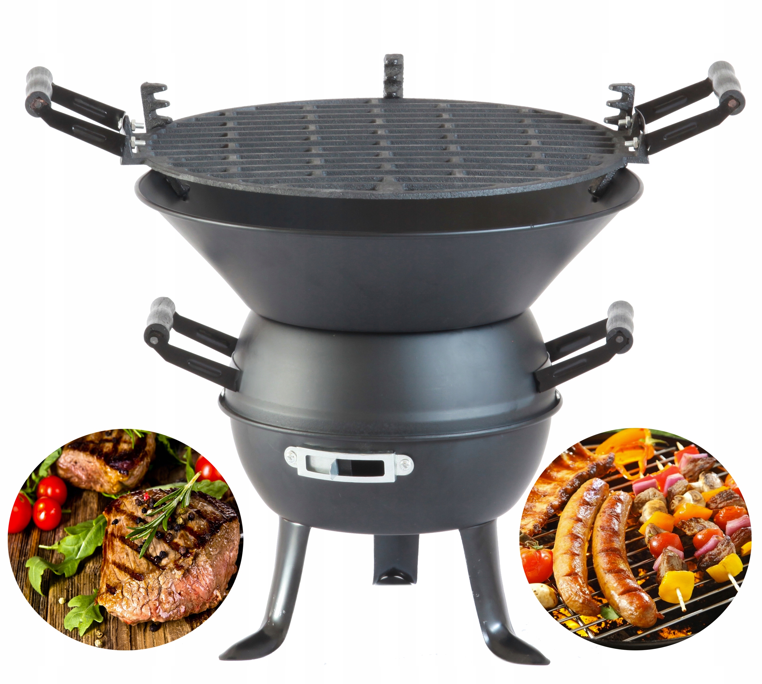 GRILL WĘGLOWY ŻELIWNY OGRODOWY KOCIOŁEK PRZENOŚNY PALENISKO party grill ...