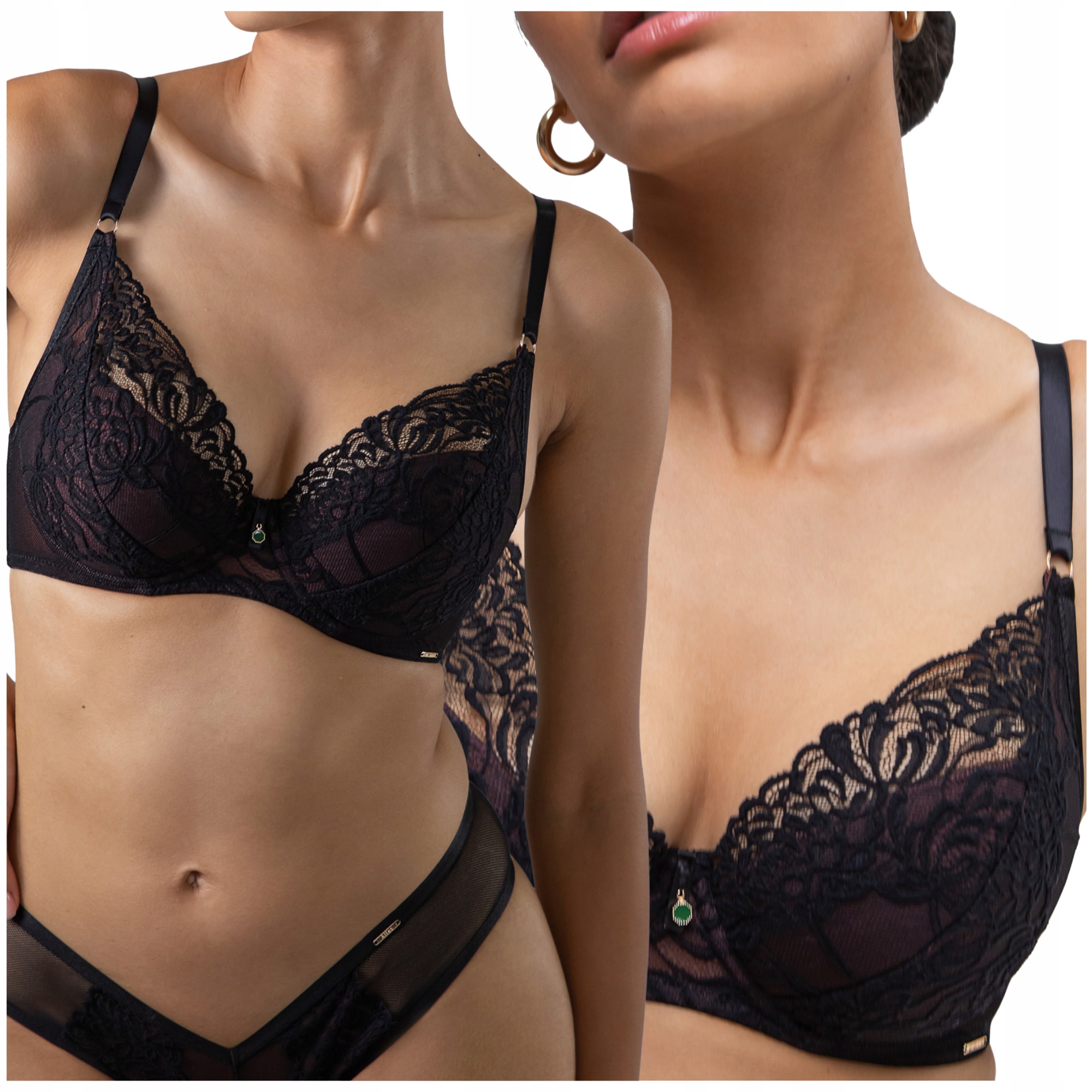 Push-up podprsenka zvětšující podprsenku s krajkou Alles Truffle Noir P-up 65C