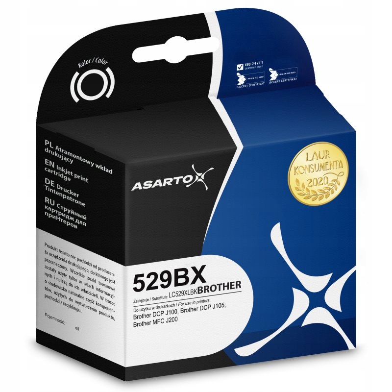 Tusz Asarto do Brother 529BX LC529XLBK 2400 str black J100 J105 J200