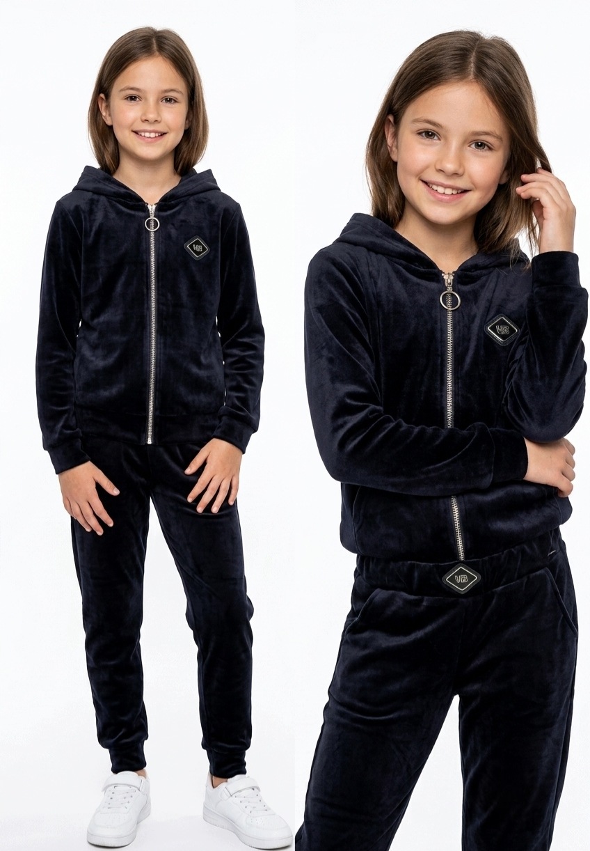 Dres Welurowy Dla Dziewczynki 146 Sportowy bluza spodnie Komplet zestaw