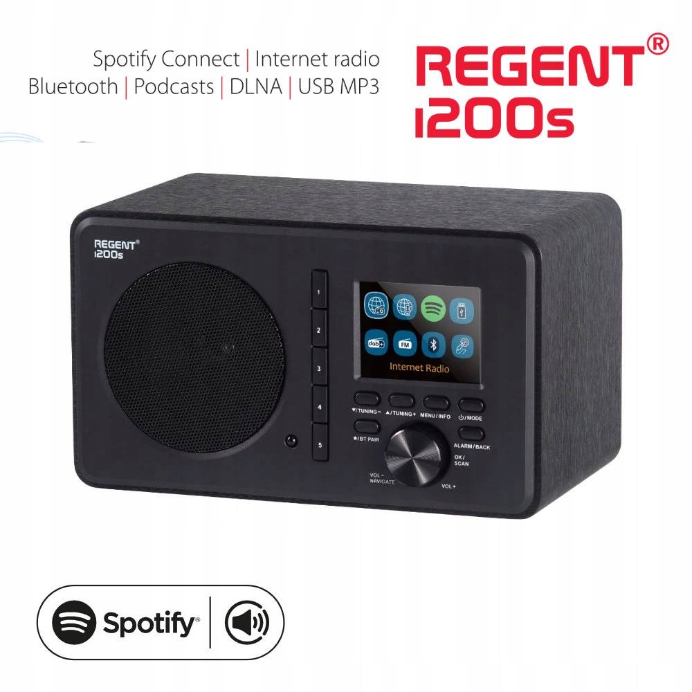 Radio FM/DAB+/internetowe Ferguson Regent ze Spotify Connect i200s, czarne