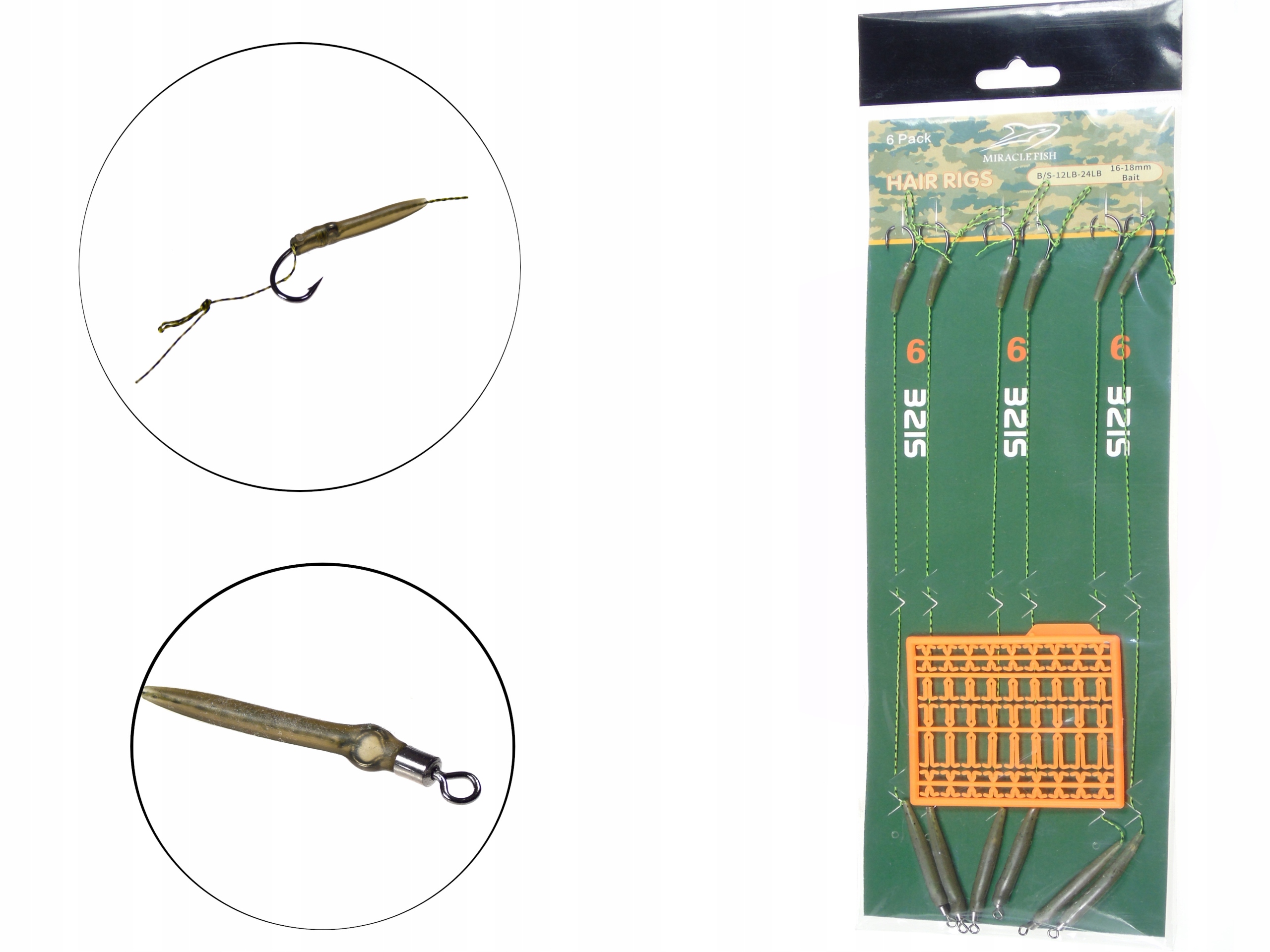 PRZYPON KARPIOWY Z WŁOSEM PLECIONKA 6szt r 6