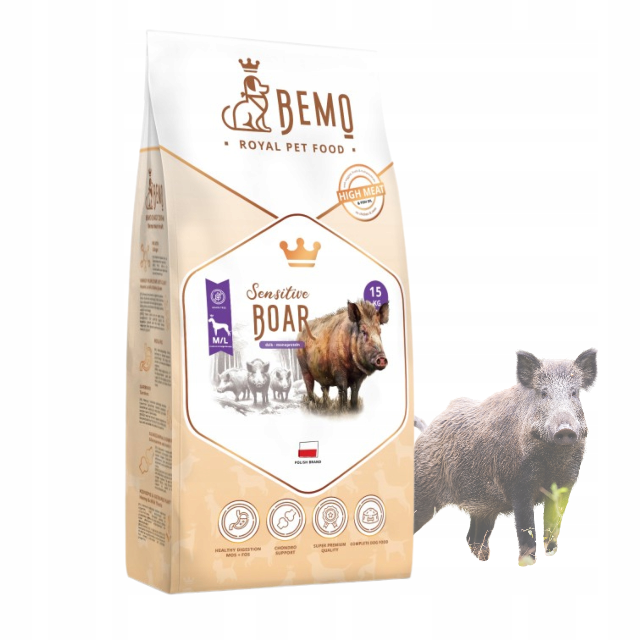 Levně Suché krmivo pro psy Bemo Sensitive Boar 10+2 kg M/L divoké krmivo ze zvěřiny
