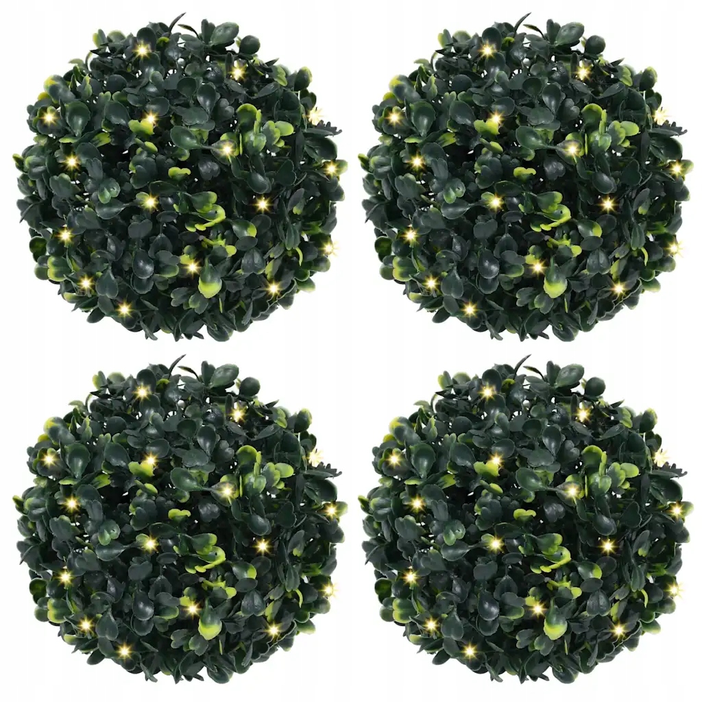 vidaXL Umělé buxus koule s Led světly 4 ks zelené 12 cm