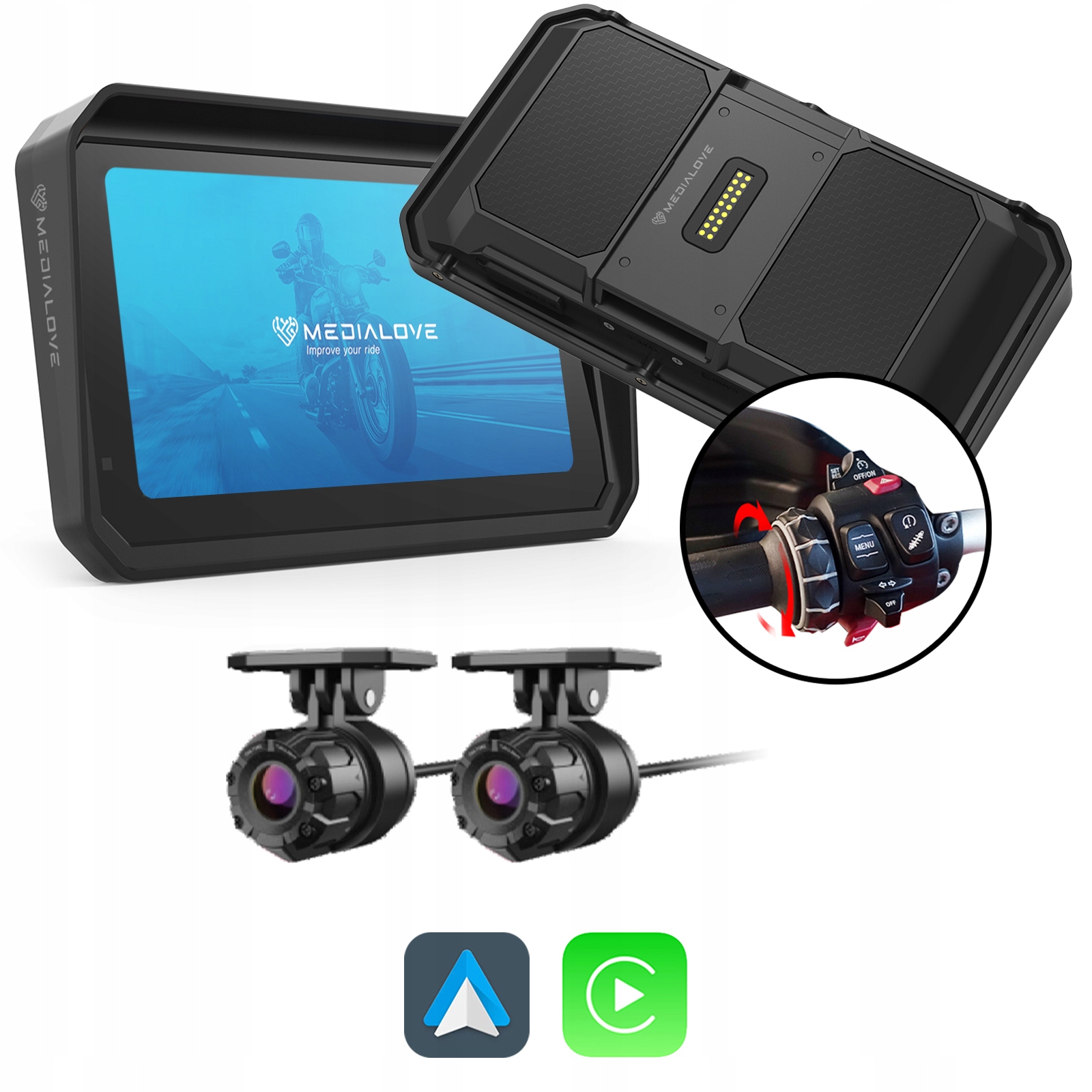Ekran monitor motocyklowy 6,25'' Carplay Android Auto do Bmw kamery