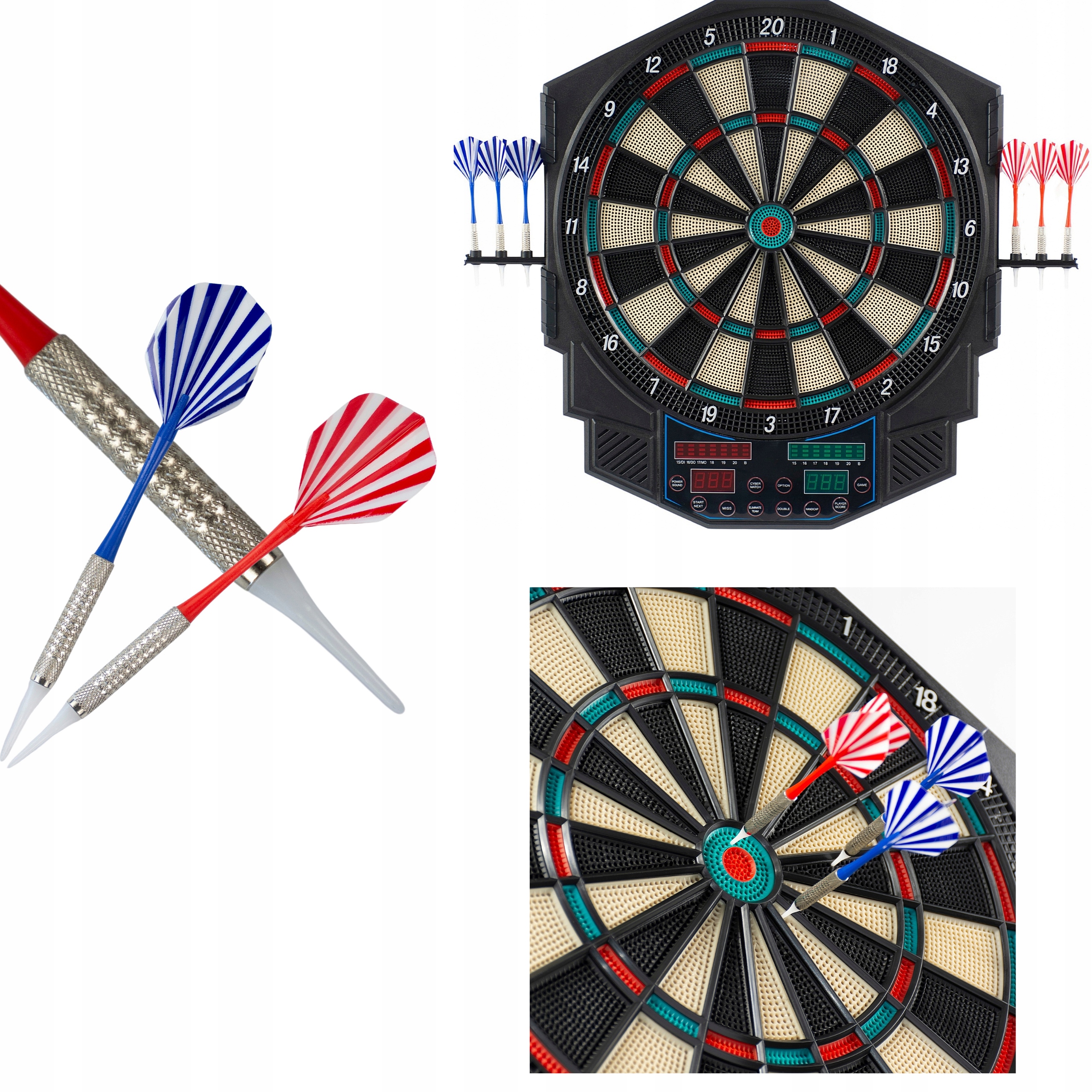 Černý elektronický Led terč 49 Cm, napájecí zdroj, 4 displeje