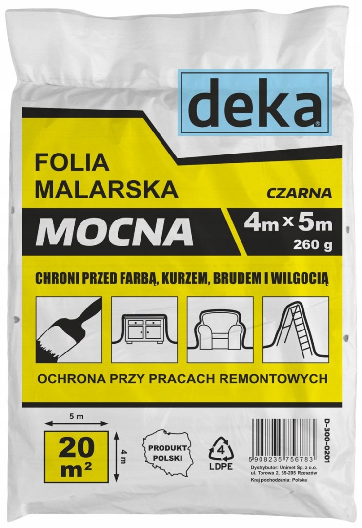 

Deka Folia Malarska Mocna Czarna 4*5M 300G