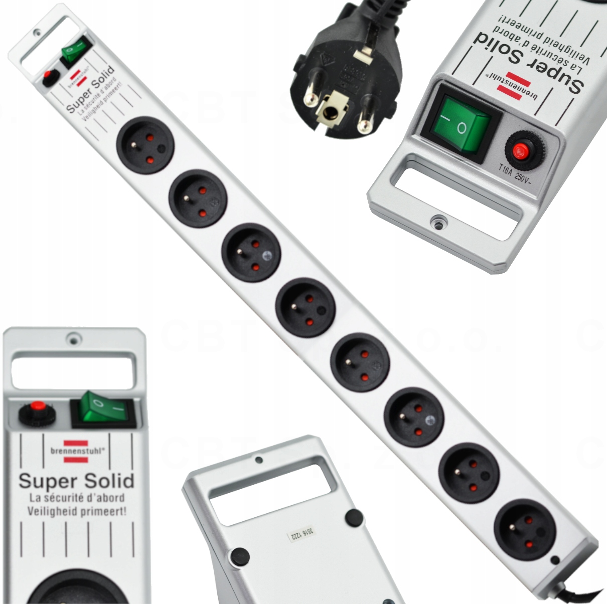 Listwa Zasilająca Przedłużacz Super-solid 8G 2,5m IP20 Srebrna Brennenstuhl