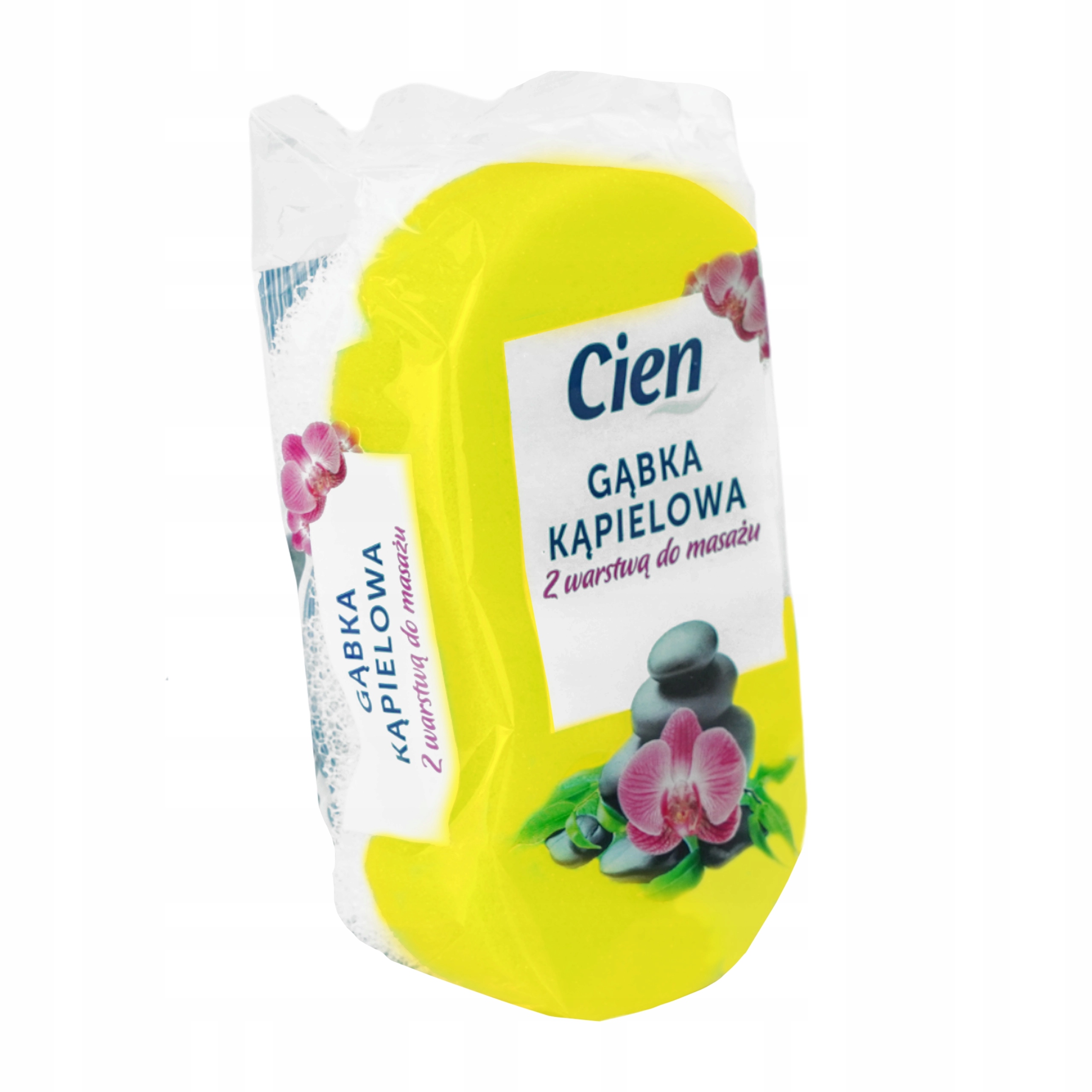 GĄBKA DO KĄPIELI DUŻA MASUJĄCA ŻÓŁTA CIEN Z WARSTWĄ DO MASAŻU CHŁONNA Marka Cien