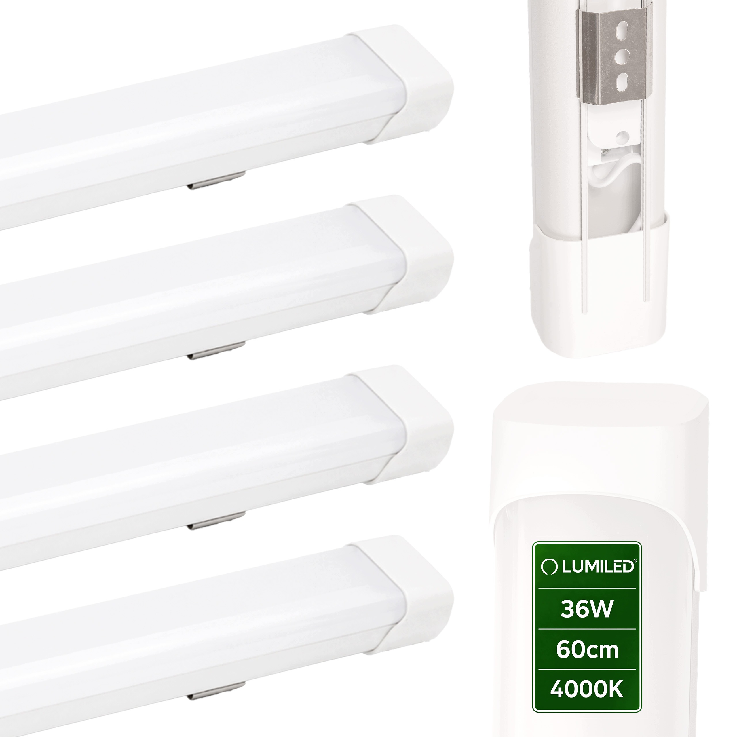 4x Led lineární svítidlo 60 cm Stropní Svítidlo na omítku 36W 4320lm 4000K Silná