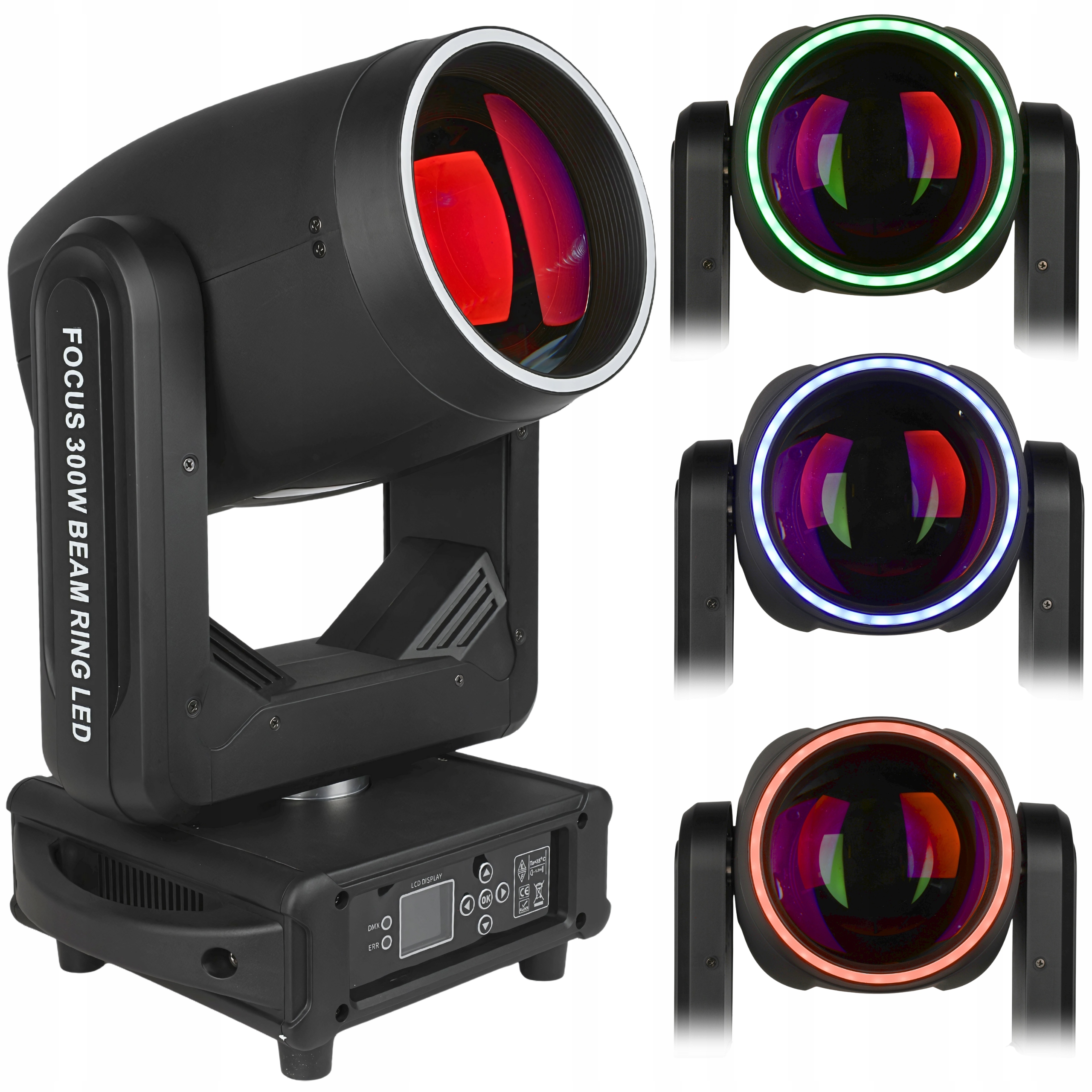 Pohyblivá Hlava Led Jevištní Hlava LIGHT4ME Focus 300W Beam Ring Led Rgb