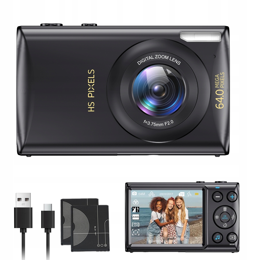 Digitální Fotoaparát Hd 4K 64MP 18X Zoom 32GB Kartou S Funkcí Nahrávání