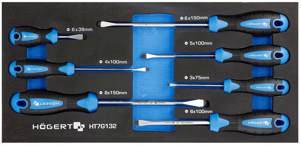 Zestaw wkrętaków płaskich 7 szt. wkład EVA HT7G132 Marka Hoegert Technik