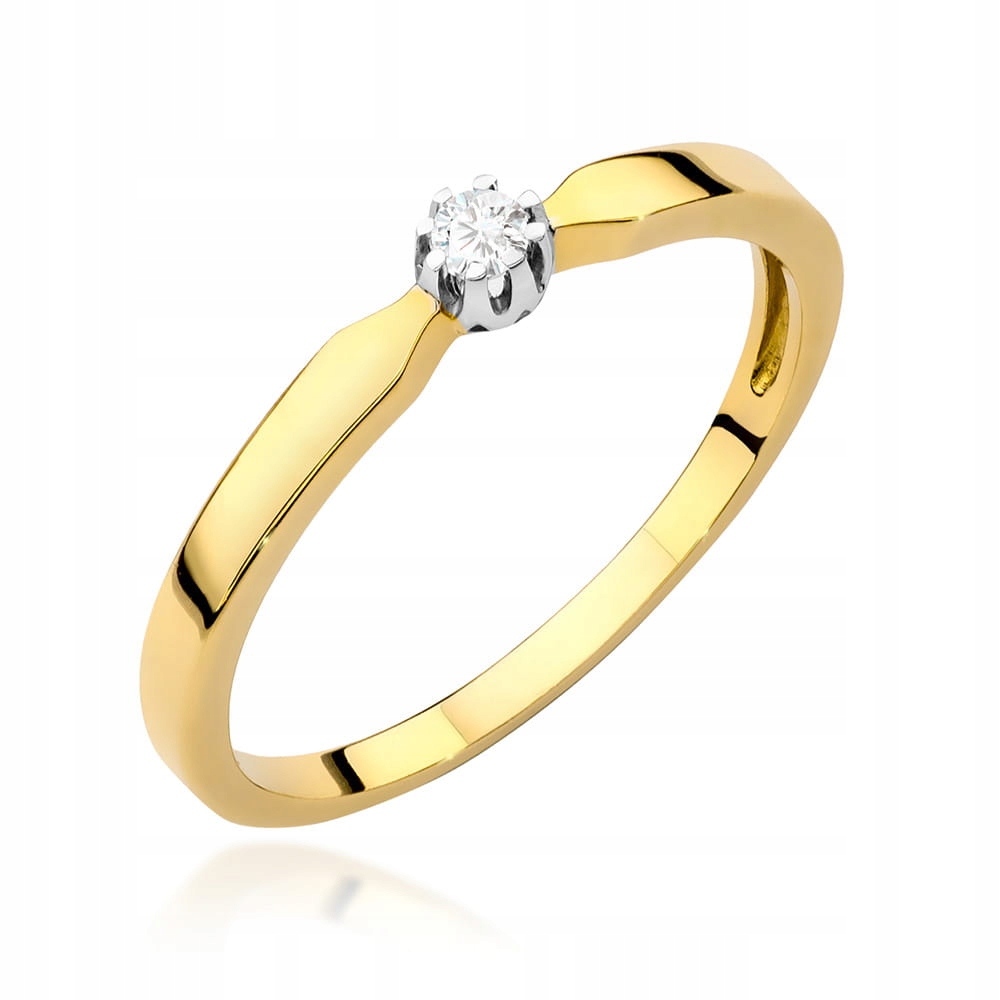 Zlatý prstýnek 585 s diamantem 0.04 ct kulatý zásnubní výbrus, noblesní vzhled