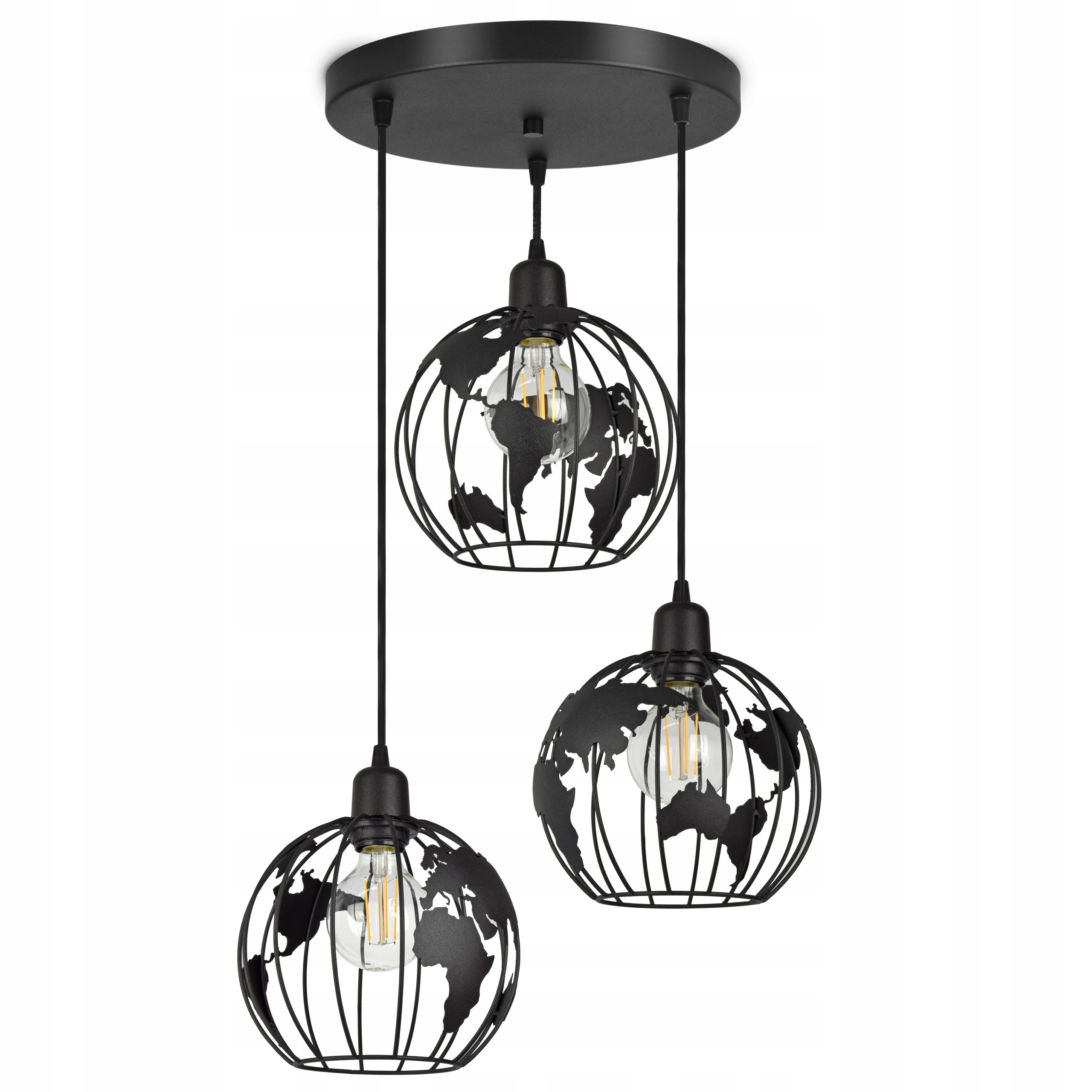 

Lampa Wisząca Żyrandol Globus Czarna Biała Szara