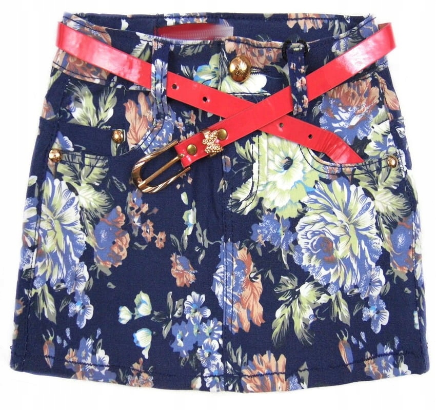 

163 spódniczka w kwiaty *milena* 12Y granat