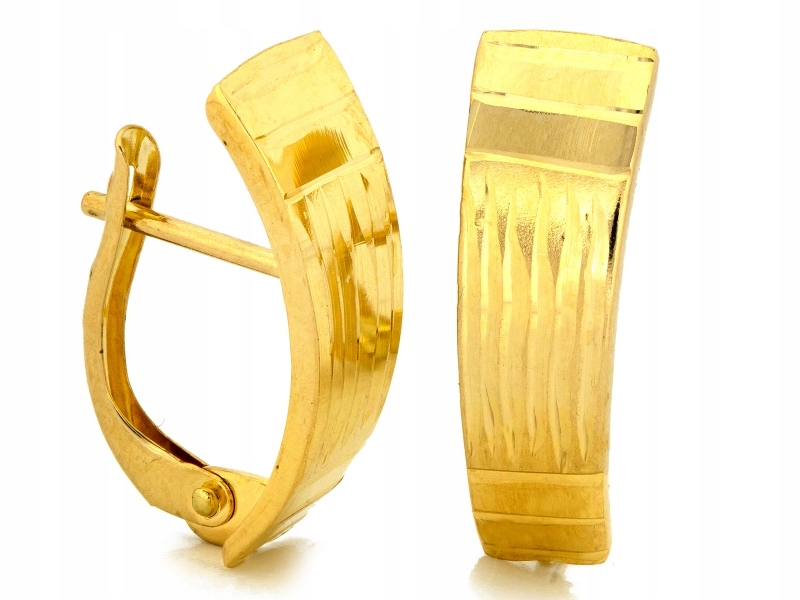 Náušnice zlaté 585 anglické podlouhlé lesklé zapínání bez kamenů 14kt