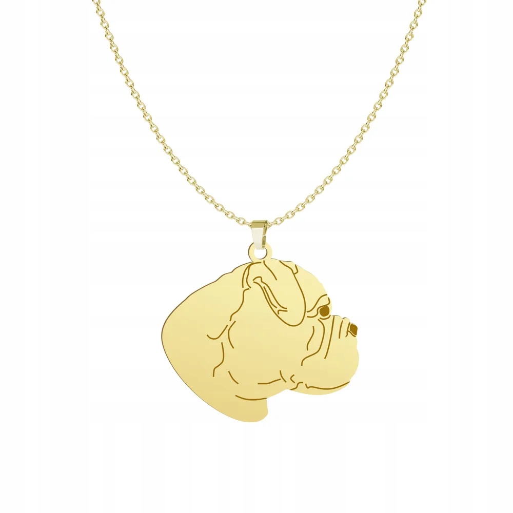 Zlatý náhrdelník s Bullmastiffem 925 Řetízek Dárek Gravírování Bonus