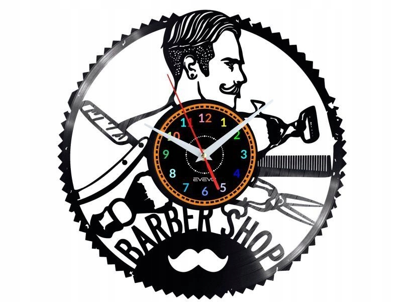 Barber Shop Vinylové Nástěnné Hodiny Vinylová Deska Dárek