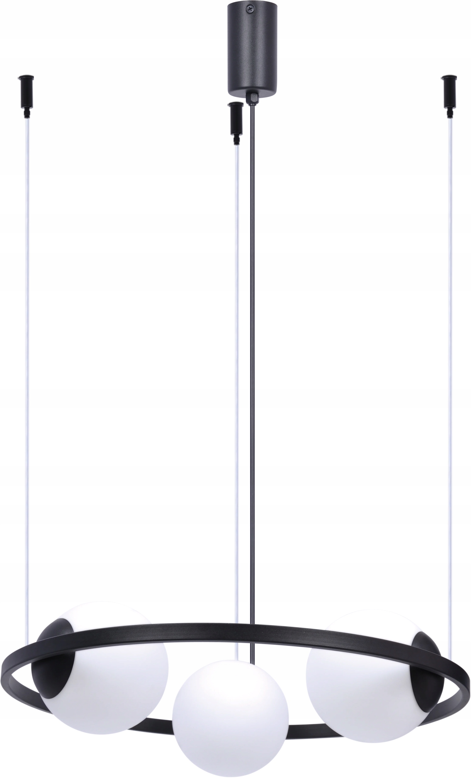 Horizontální závěsná lampa černé bílé skleněné koule 3 body, kulatá, 58 cm Zuma Line