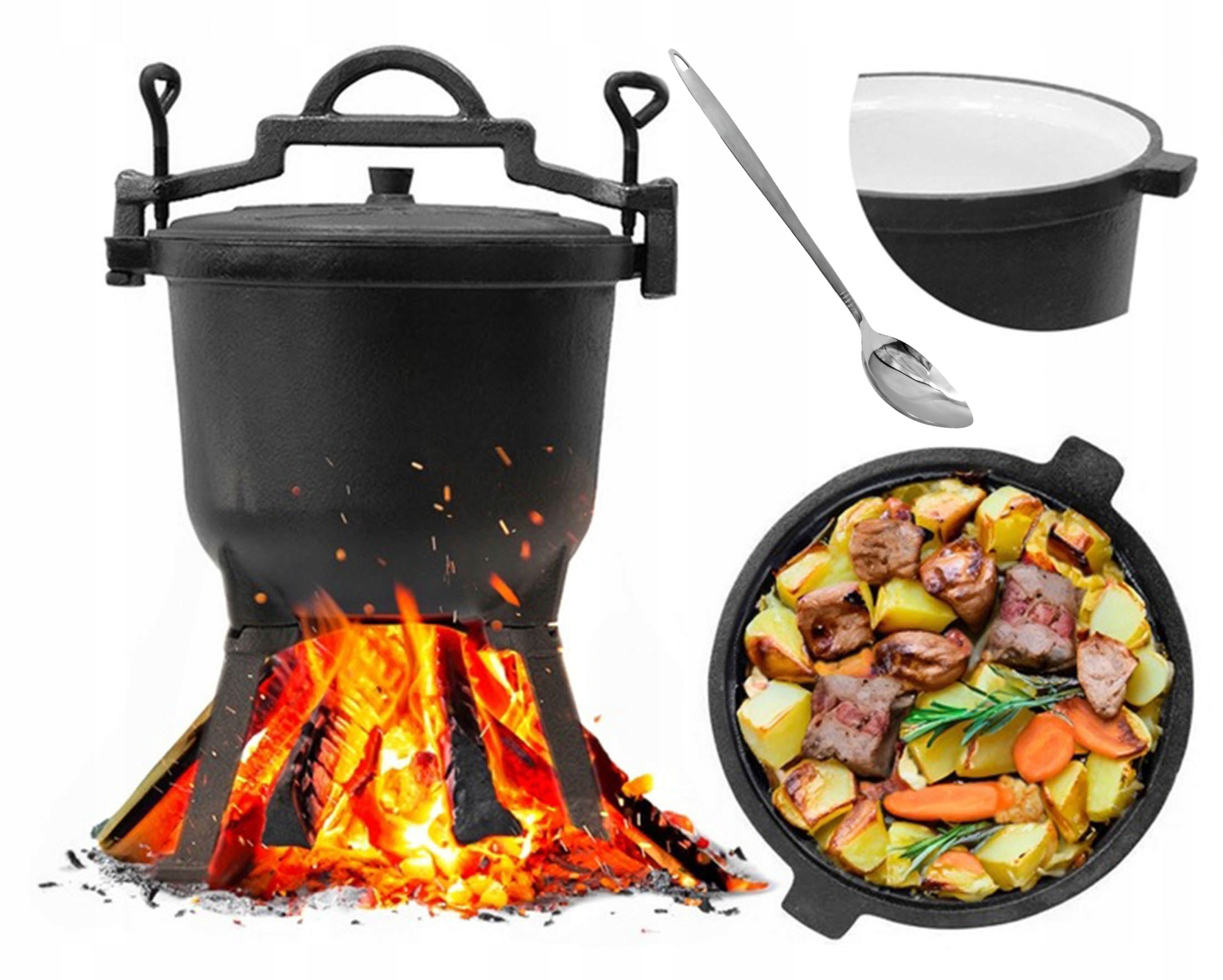 Kociołek Żeliwny emaliowany 10L Meyerhoff Łyżka Prażone Duszone