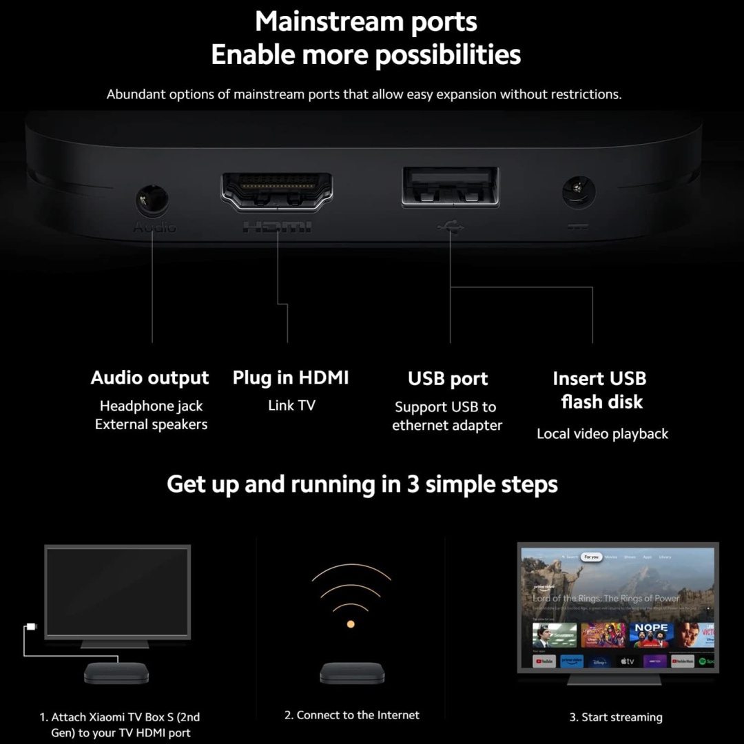 Odtwarzacz multimedialny 4K XIAOMI MI Box S Android SMART TV + Google TV Złącze HDMI tak