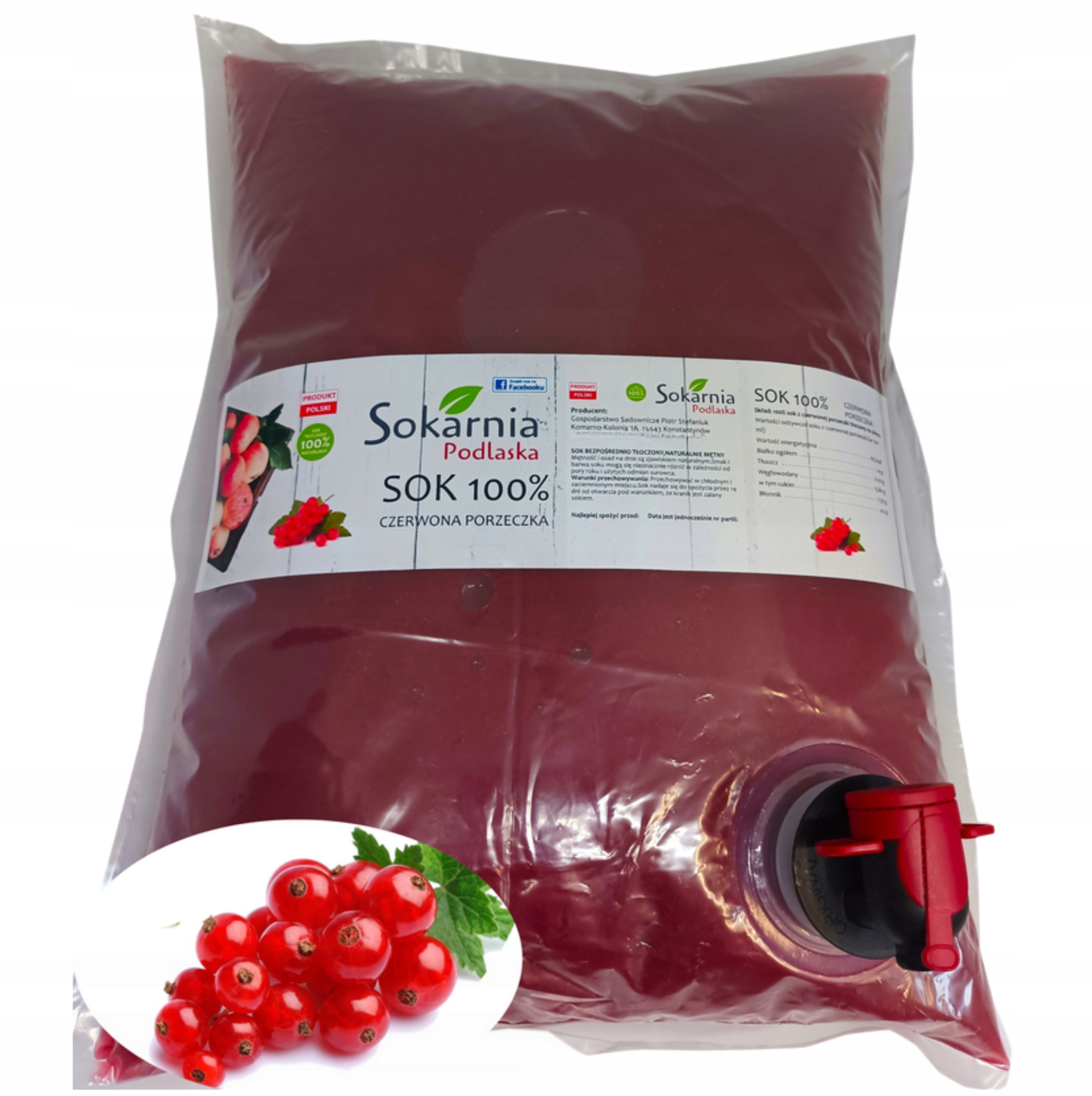 Sok Czerwona Porzeczka 10l 100% Smak Owoców Z Polskich Upraw Zdrowy